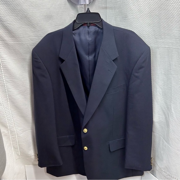 New Castle & York Other - New Castle & York Men's 48R Navy‎ Blue Gold 2-Button Vintage Blazer Jacket Coat